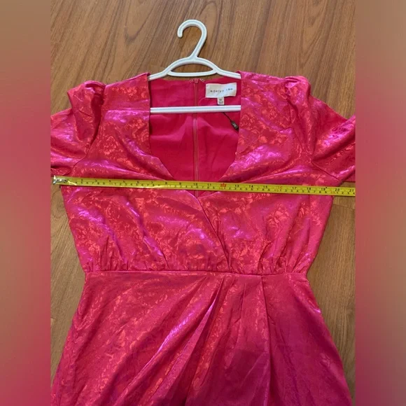 🌸ADELYN RAE💗hot pink silk floral Lindsey Wrap Jacquard Mini wrap Dress NWT - Picture 16 of 16